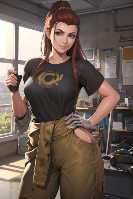 4291411768-1752054744-portrait, brigitte, waist up, mechanic clothes, dirty, window, looking at viewer, sweat, workshop, sunlight, deep colors, best q.png